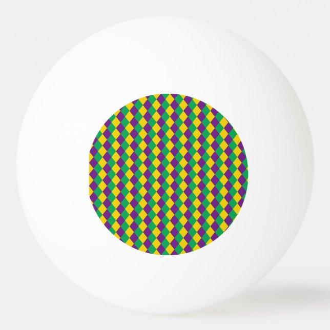 Mardi Gras Diamonds: Vibrant Festive Pattern Ping Pong Ball (Front)
