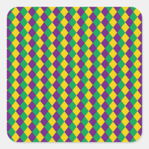 Mardi Gras Diamonds: Vibrant Festive Pattern Square Sticker