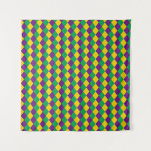 Mardi Gras Diamonds: Vibrant Festive Pattern Tapestry