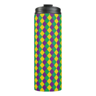 Mardi Gras Diamonds: Vibrant Festive Pattern Thermal Tumbler