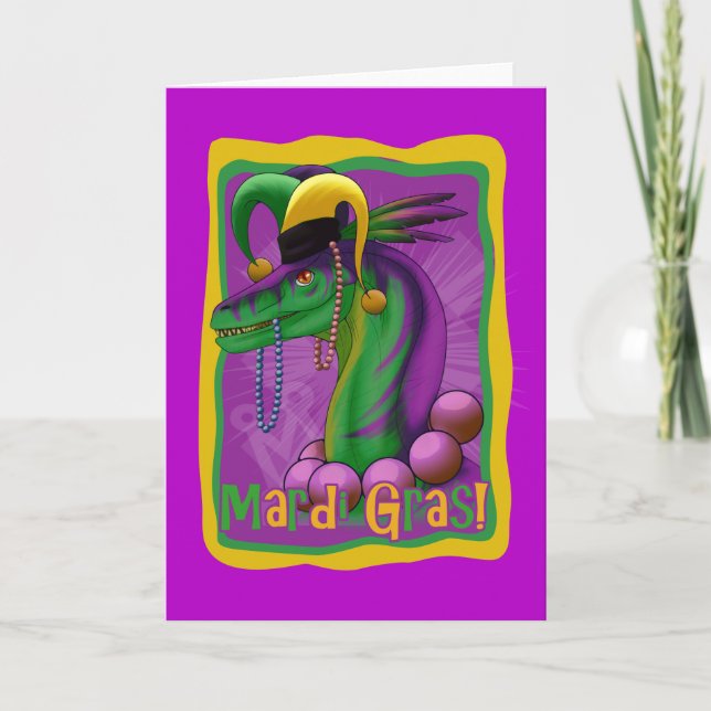 Mardi Gras Dinosaur Card (Front)