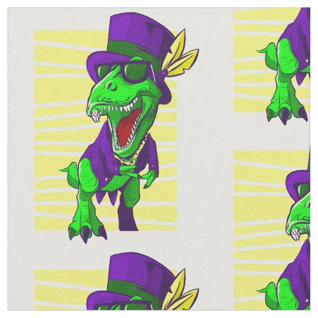 mardi gras dinosaur funny trex fabric (Close Up)