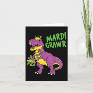 Mardi Gras Dinosaur T-rex Mardi Grawr For Kids Tod Card