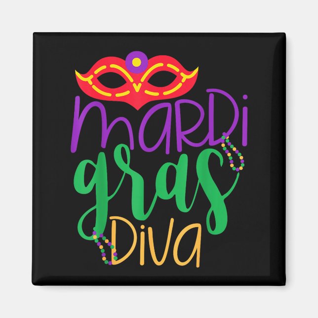 Mardi Gras Diva - Mask And Beads Design  Magnet (Front)