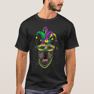 Mardi Gras Dog Carnival American Pit Bull Terrier  T-Shirt