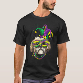 Mardi Gras Dog Carnival Shih Tzu Jester Pet Puppy  T-Shirt
