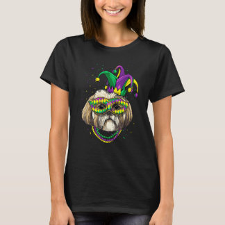 Mardi Gras Dog Carnival Shih Tzu Jester Pet Puppy  T-Shirt