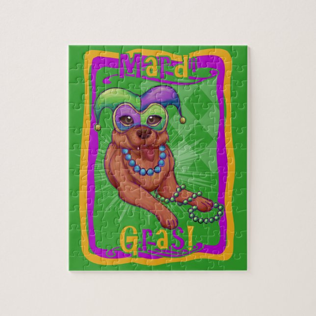 Mardi Gras Dog Jigsaw Puzzle (Vertical)