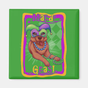 Mardi Gras Dog Magnet
