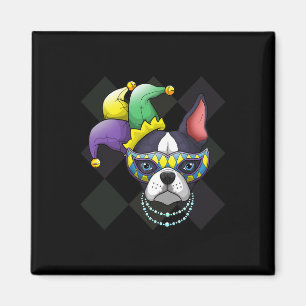 Mardi Gras Dog Shirt Funny Boston Terrier Lover Magnet