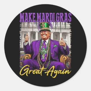 Mardi Gras Donald Trump Great Again American Flag Classic Round Sticker