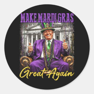 Mardi Gras Donald Trump Great Again American Flag Classic Round Sticker