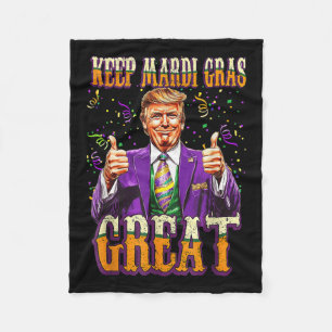 Mardi Gras Donald Trump Great Again American Flag Fleece Blanket