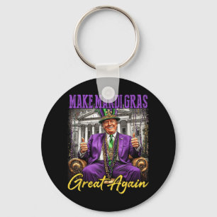 Mardi Gras Donald Trump Great Again American Flag Key Ring