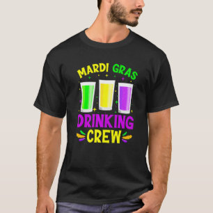 Mardi Gras Drinking Crew  Mask Beads Men Women Cos T-Shirt
