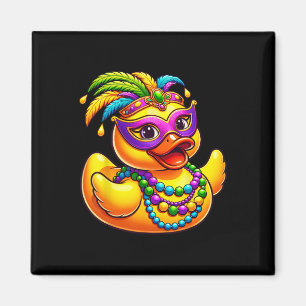 Mardi Gras Duck Wearing Mardi Gras Costume Beads M Magnet