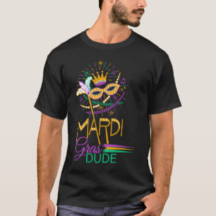 Mardi Gras Dude Mardi Gras 2023 Beads Mask Feather T-Shirt