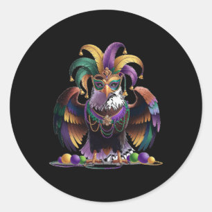 Mardi Gras Eagle Funny Mardi Gras Costume Men Wome Classic Round Sticker