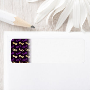 Mardi Gras Elegant Golden Fleur De Lis Squares Return Address Label