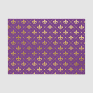 Mardi Gras Elegant Golden Fleur De Lis Squares Tissue Paper