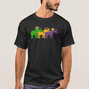 Mardi Gras Elephant Beads Festival Animals Jester  T-Shirt