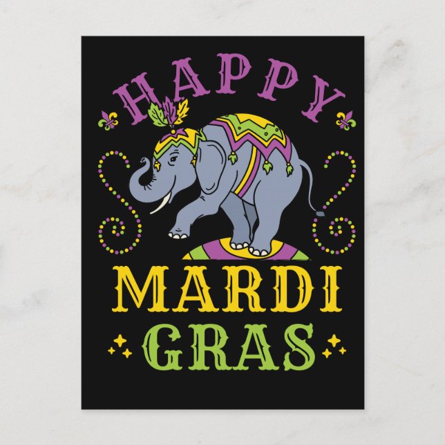Mardi Gras Elephant Carnival Postcard (Front)