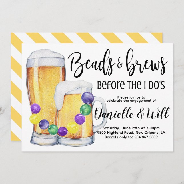 Mardi Gras Engagement Invitation (Front/Back)
