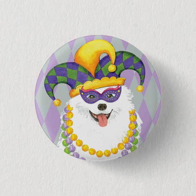 Mardi Gras Eskie 3 Cm Round Badge (Front)