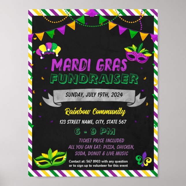 Mardi Gras event template Poster (Front)
