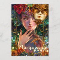 Mardi Gras Fancy Surreal Masquerade Mask Girl Art