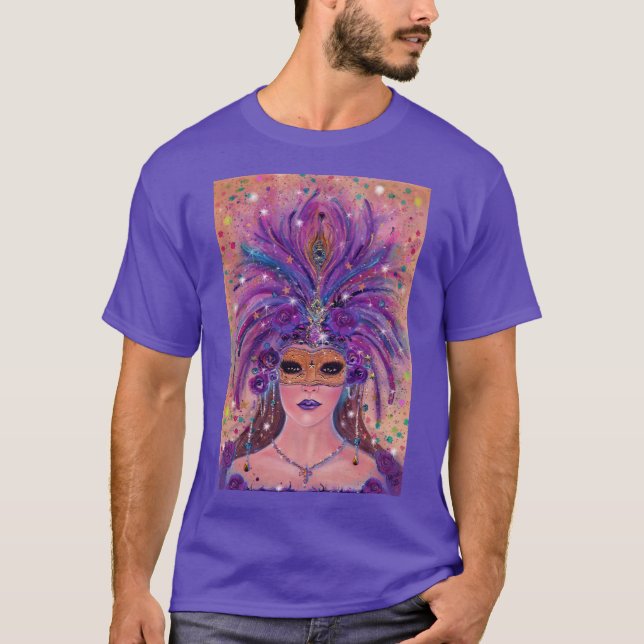 Mardi Gras fantasy woman in mask by Renee Lavoie  T-Shirt (Front)