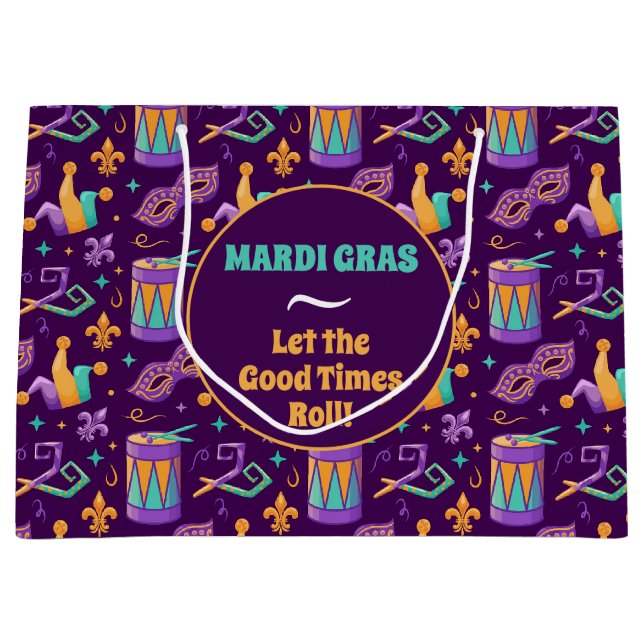 Mardi Gras Fat Tuesday Carnival Large Gift Bag (Front)