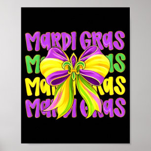 Mardi Gras Fat Tuesday Cute Coquette Bow Kids Girl Poster