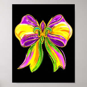 Mardi Gras Fat Tuesday Cute Coquette Bow Kids Girl Poster