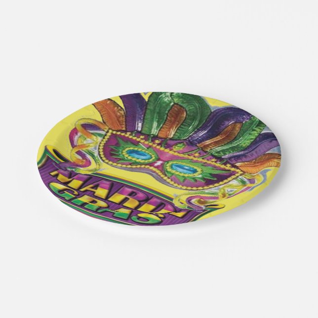 Mardi Gras Fat Tuesday New Orleans Paper Plates (Angled)