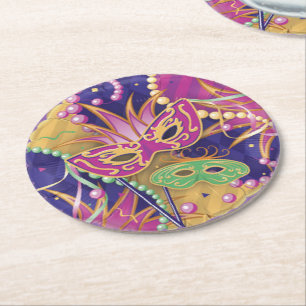 Mardi Gras Fat Tuesday New Orleans Party Coasters