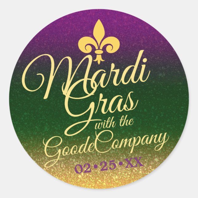 Mardi Gras Fat Tuesday | Party Favour Souvenir Classic Round Sticker (Front)
