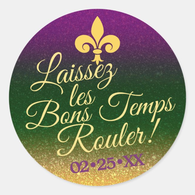 Mardi Gras Fat Tuesday | Party Favour Sticker (Front)