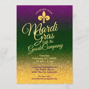 Mardi Gras Fat Tuesday   Party Invitation