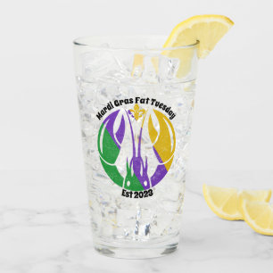 Mardi Gras Fat Tuesday Purple Gold Green Crawfish Glass