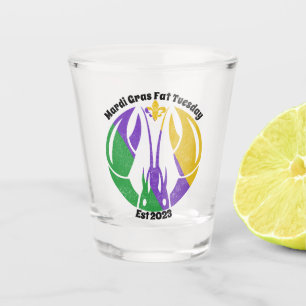 Mardi Gras Fat Tuesday Purple Gold Green Crawfish Shot Glass