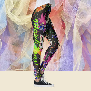Mardi Gras Feather Masks Women's Leggings Pants