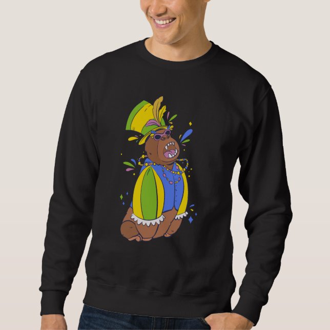 mardi gras fest mask monkey gorilla sweatshirt (Front)