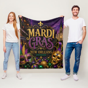Mardi Gras Festival New Orleans Louisiana Fleece Blanket