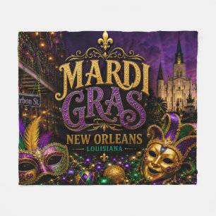 Mardi Gras Festival New Orleans Louisiana Fleece Blanket