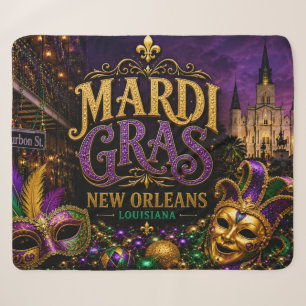 Mardi Gras Festival New Orleans Louisiana Sherpa Blanket