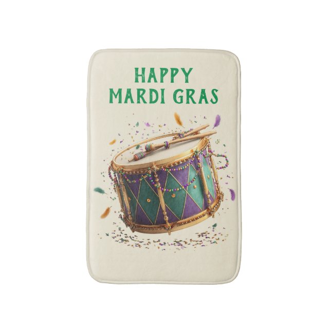 Mardi Gras Festive Drum Bath Mat (Front Vertical)