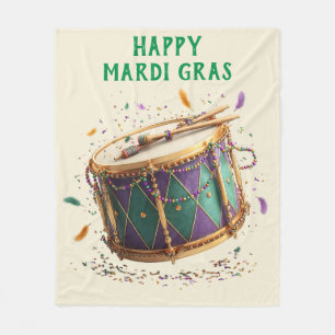 Mardi Gras Festive Drum Fleece Blanket