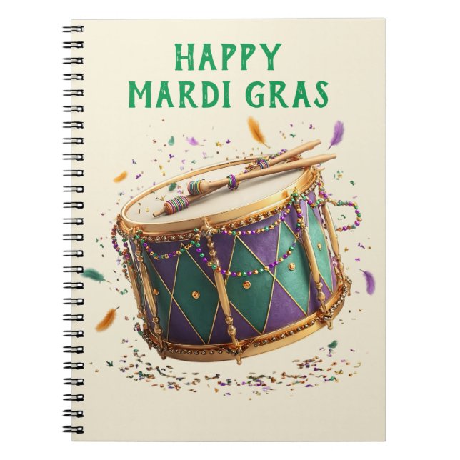 Mardi Gras Festive Drum Notebook (Front)