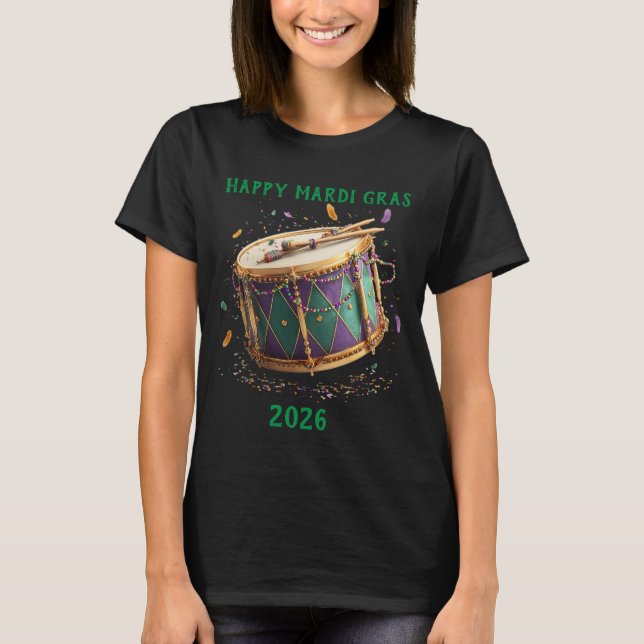 Mardi Gras Festive Drum T-Shirt (Front)